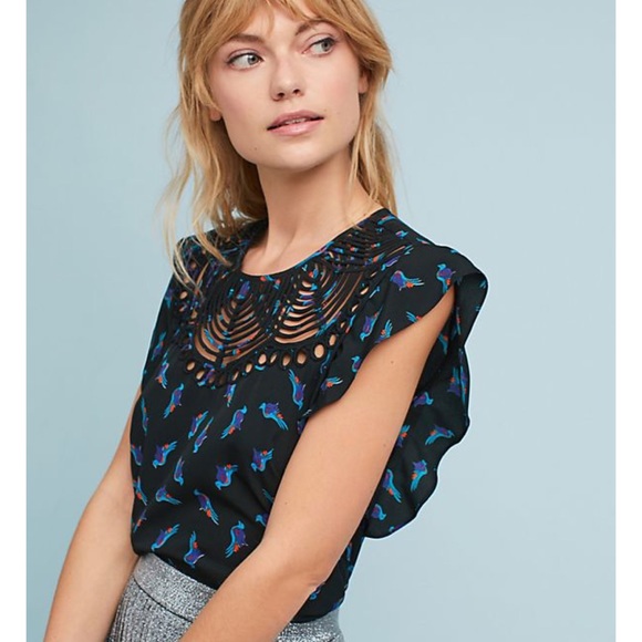 Anthropologie Tops - Anthropologie Ranna Gill Markie Bird Print Blouse